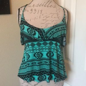 Tribal print cropped spaghetti strap top